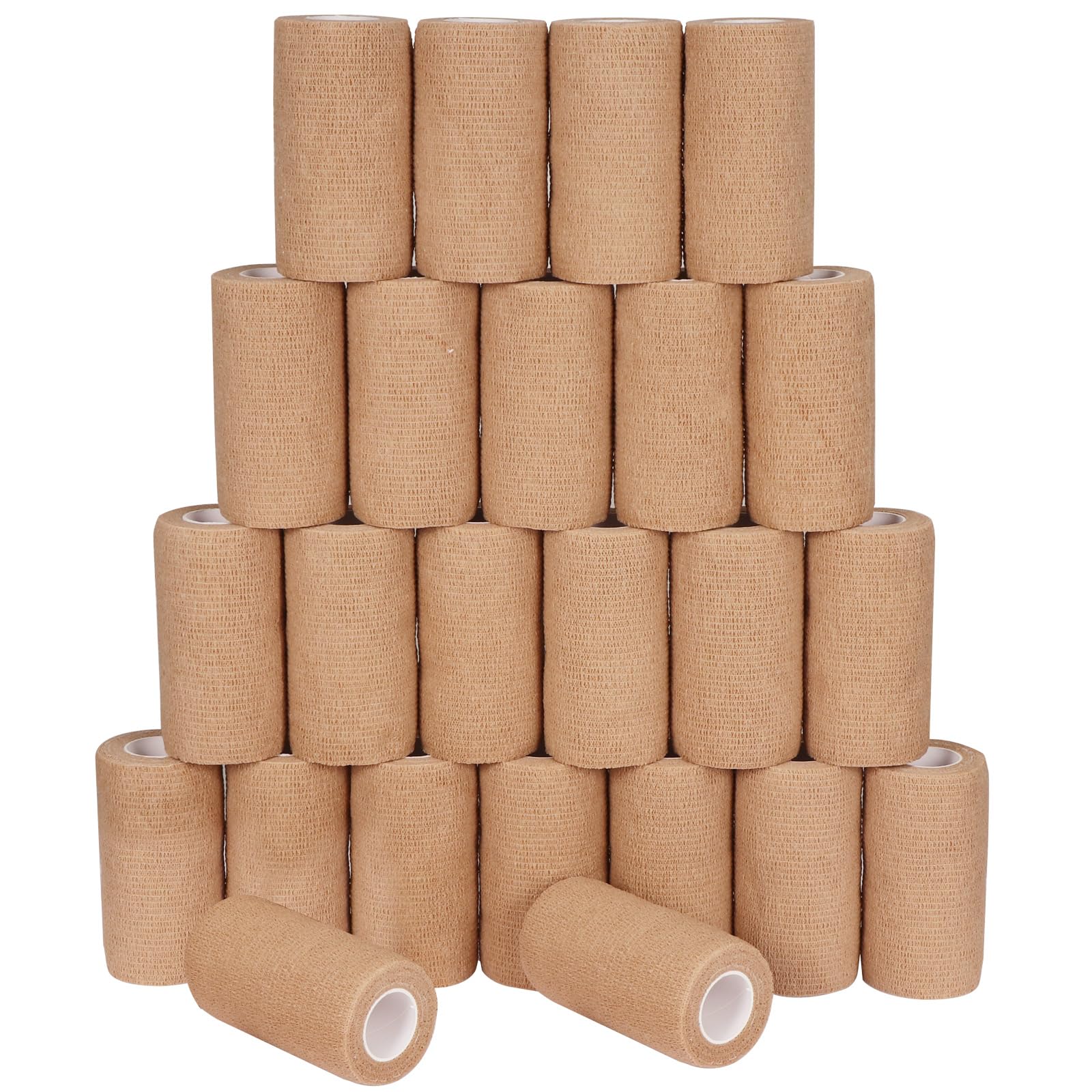 24 Pack Self Adhesive Bandage Wrap, 4” x 5 Yards Cohesive Medical Tape Elastic Wrap for Sports, Ankle, Wrist Sprains, Pet First Aid