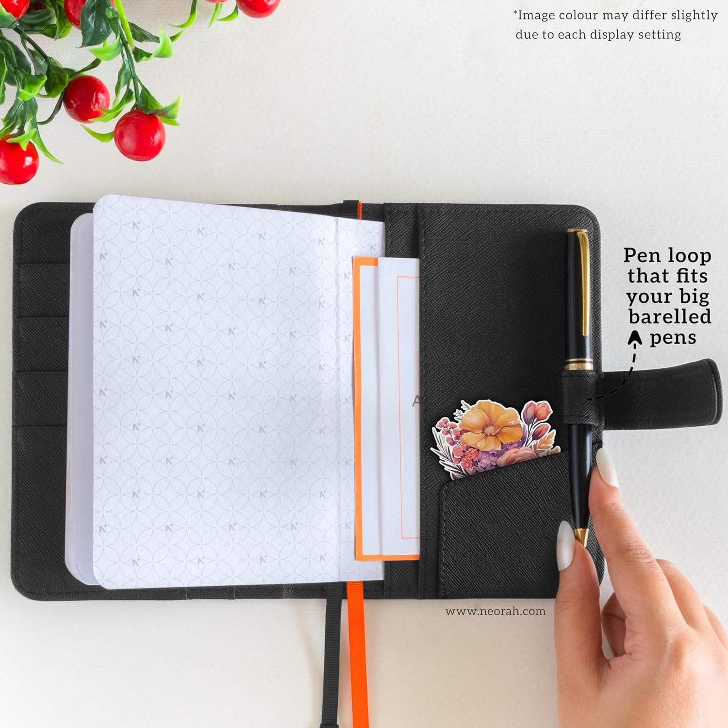 — A6 Notebook SLEEVE with Loop + Dotgrid JOURNAL | Faux Leather Sleeve + Penloop | 2 Front 1 Back compartment | 4 Card Slots | 2 BookMarks | Gift Box— Fits any A6 Softcover Moleskine Hobonichi
