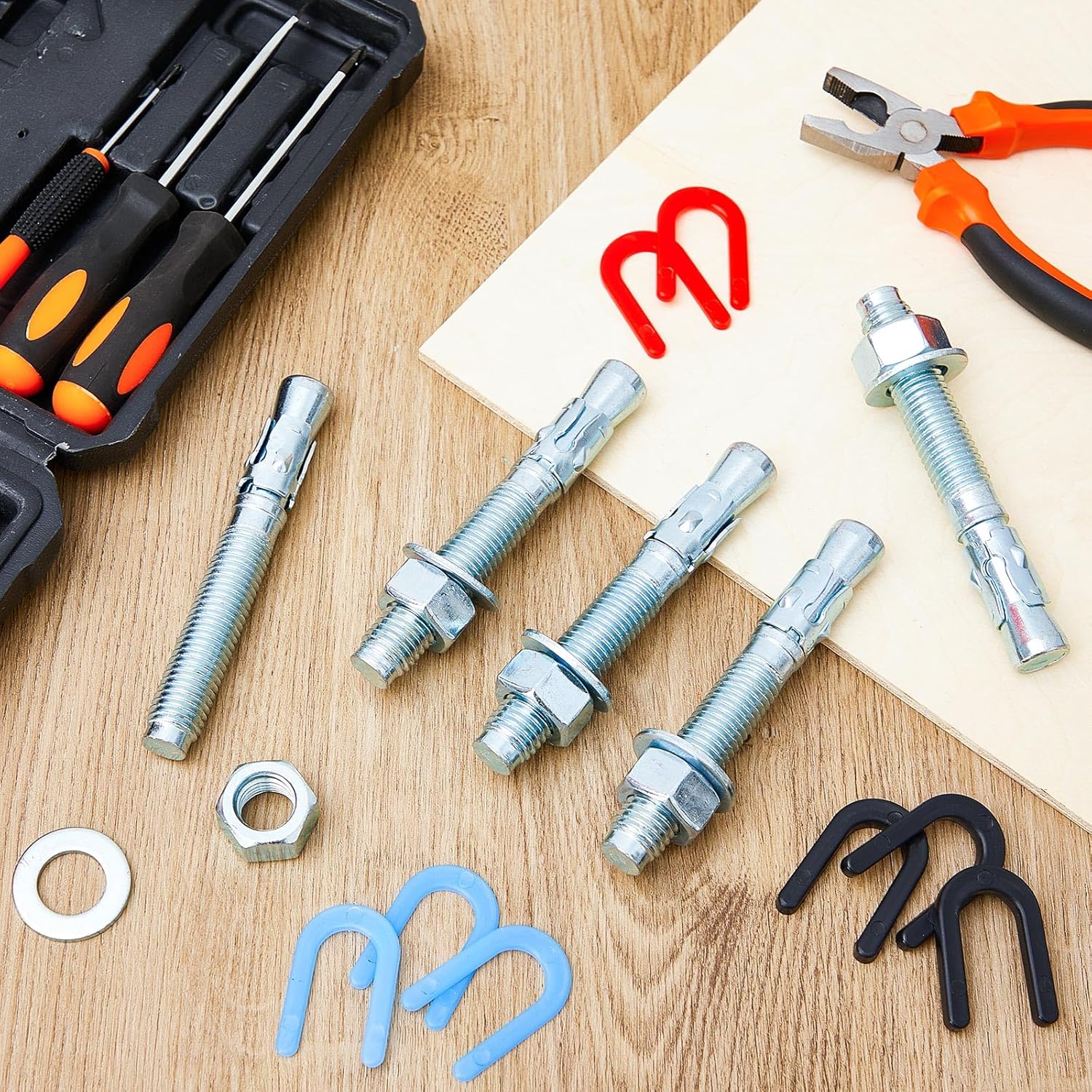 23 Pcs Lift Install Kit Car Lift Installation Install Kit Including 3/4" x 5. 5" Wedge Anchor Bolts, and 1/4" 1/8" 1/16" Leveling Shim for 2 Post Lifts