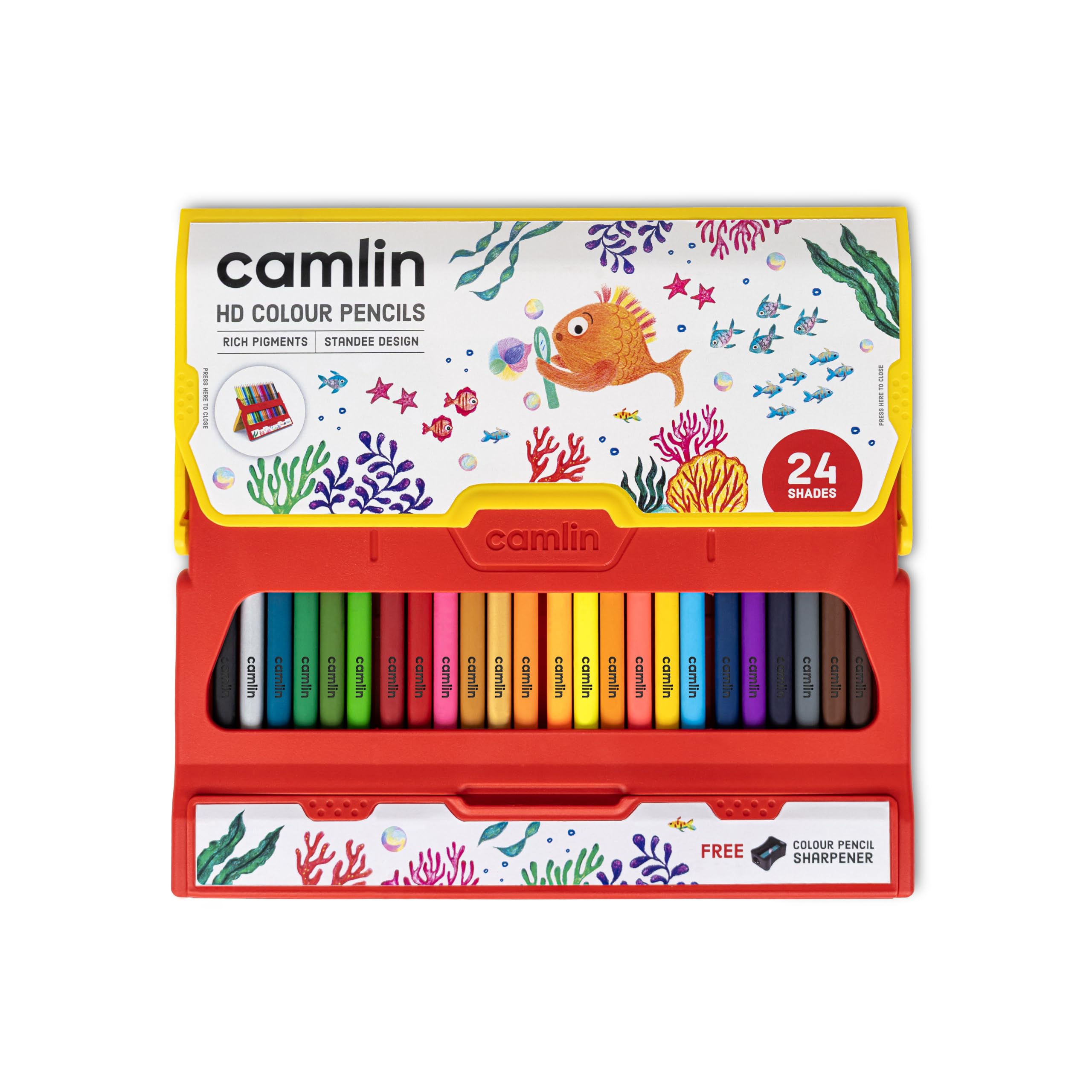 Camlin Triangular Colour Pencil Set with Sharpener - Pack of 24 (Multicolour)-image-44