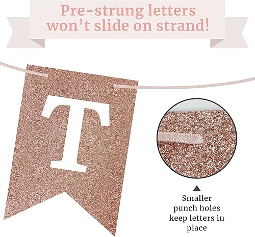 Miniatura 5 de Cartel pre-encordado de la novia para ser  No DIY  Cartel de despedida de soltera con purpurina de oro rosa  Guirnalda preencordada en hebra de 8