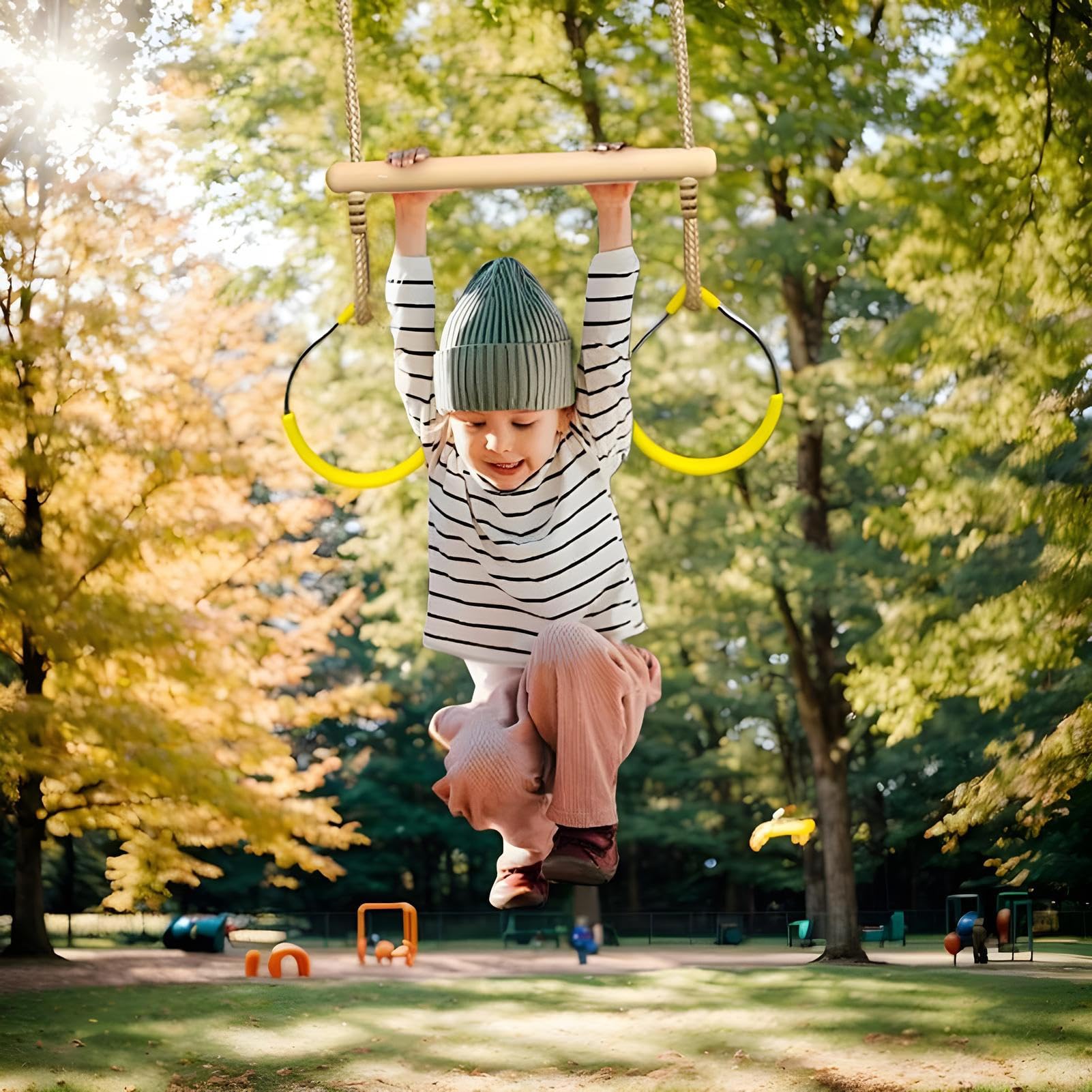Trapèze de Jeu - Anneaux Gymniques pour Escalade et Jeu de Singe - Parcours d'obstacles Équipement de Jeu Sensoriel Grimpe et Équilibre pour Intérieur Extérieur Jardin