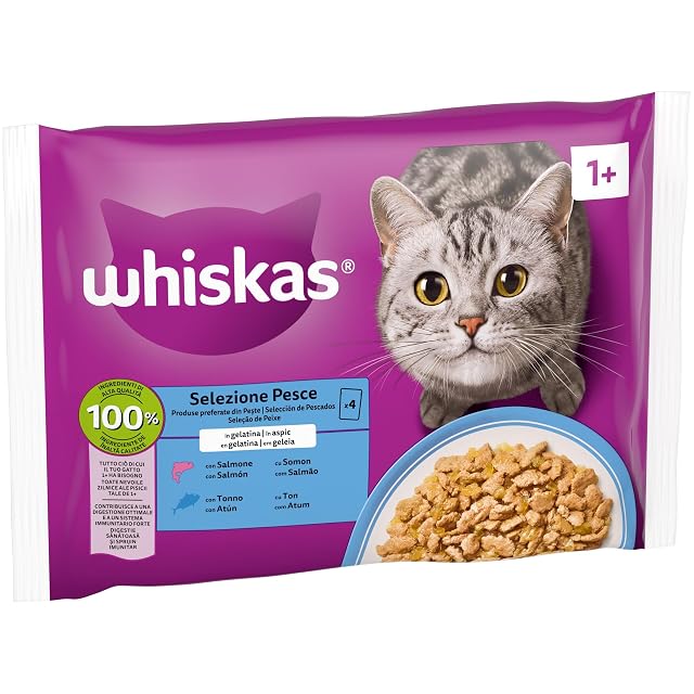 Foto 2 de 8 de whiskas Comida Húmeda en Gelatina para Gatos Adultos Selección Pescados 13 x 4 bolsitas x 85g