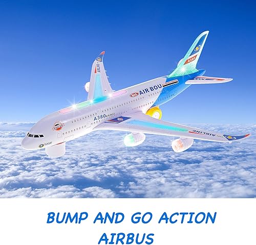 Miniatura 6 de PowerTRC Juguete de avión Bump and Go para niños  Avión de juguete para niños pequeños con luces LED y sonido  Gran regalo para niños y niñas de 3 a