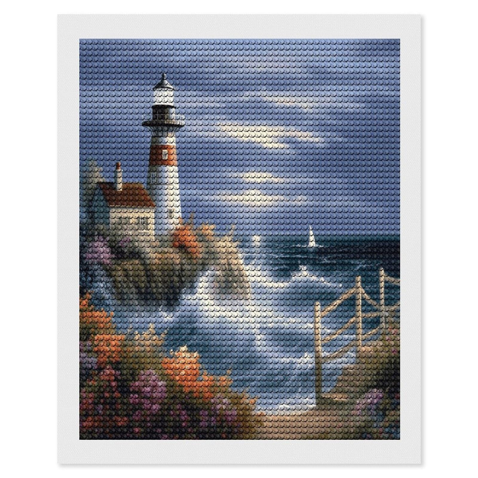 VstaDank Lighthouse Diamond Painting Diamond Painting Kits Exquisite DIY Full Round Drill Diamond Dots Painting for Adults Beginner Diamond Photo Paint with Diamond Picture Art Wall Decor 16"x20"