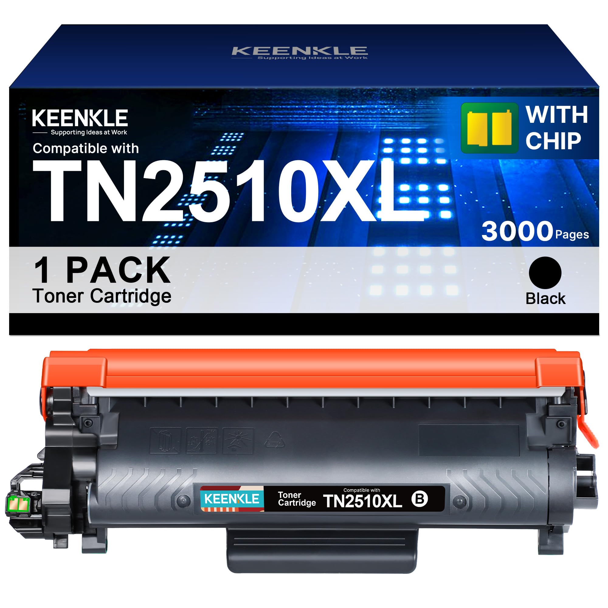 KEENKLE TN2510 TN2510XL Compatible Toner for Brother TN2510 TN-2510 XL for MFC-L2827DW MFC-L2800DW HL-L2400DWE MFC-L2835DW MFC-L2860DWE HL-L2445DW DCP-L2665DW DCP-L2620DW DCP-L2666 00DW DW (Black, 1
