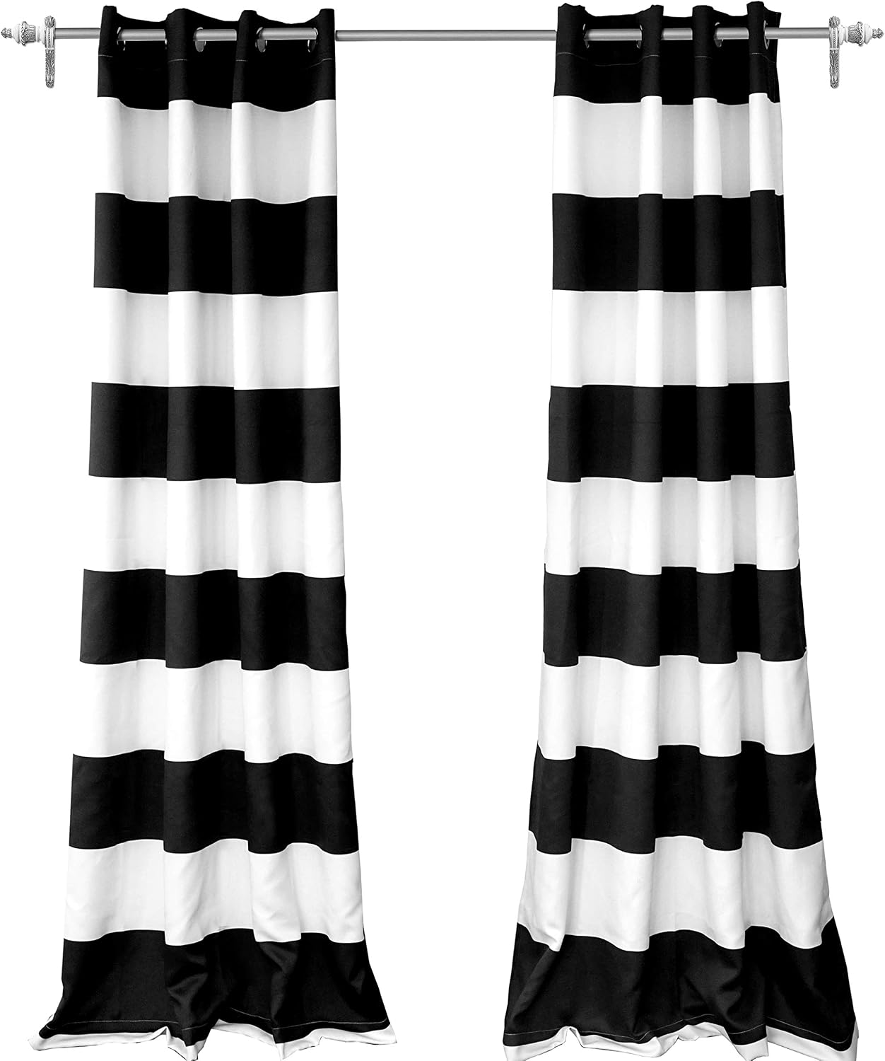 DriftAway Mia Woven Stripe 100 Percent Blackout Thermal Insulated Window Curtain Grommet 2 Panels Each 50 Inch by 84 Inch Black