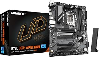 GIGABYTE B760 DS3H WIFI6E GEN5 Mainboard – Unterstützt Intel Core Prozessoren der 14. Generation, 8+2+1 Phasen Digital-VRM, bis zu 5600 MHz DDR5, 2xPCIe 4.0 M.2, Wi-Fi 6E, 1 GbE LAN, USB 3.2 Gen 2x2