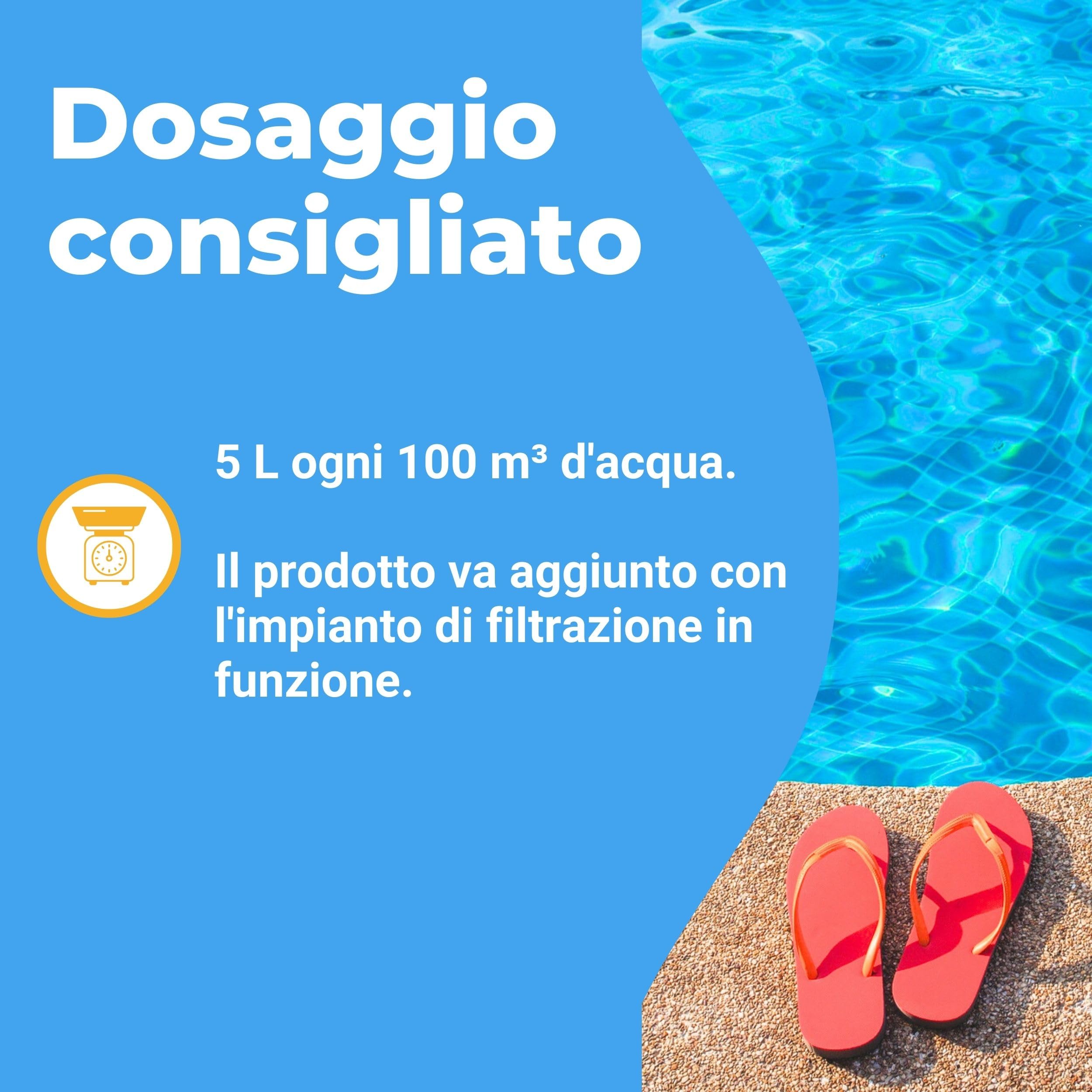 NO CALC Sequestrante di Calcare Liquido, Anticalcare Professionale per Piscina, Previene Depositi su Pareti e Filtri, Azione Disperdente ad Alta Resistenza, 5 kg
