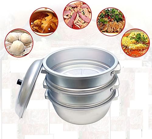 Miniatura 8 de Juego de vaporizador de aluminio de 3 niveles de 11 38 pulgadas x 12 12 pulgadas, tamaño de agujero de 18 pulgadas, olla de vapor multiusos,