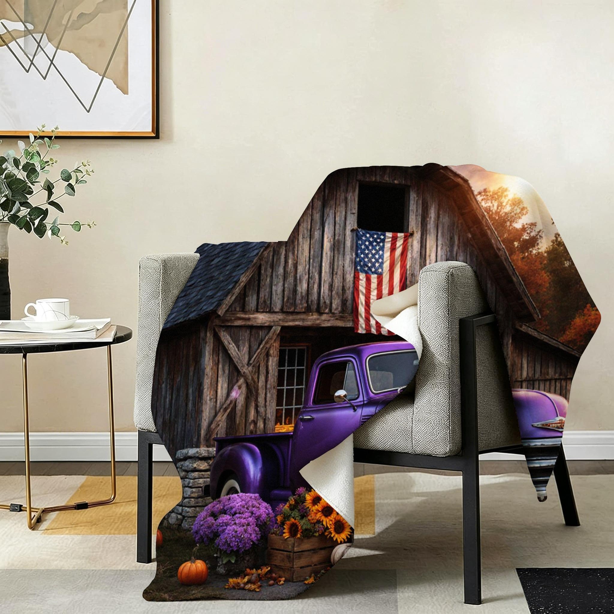 Coperta Matrimoniale Pile Camion Viola per Letto Matrimoniale-A354