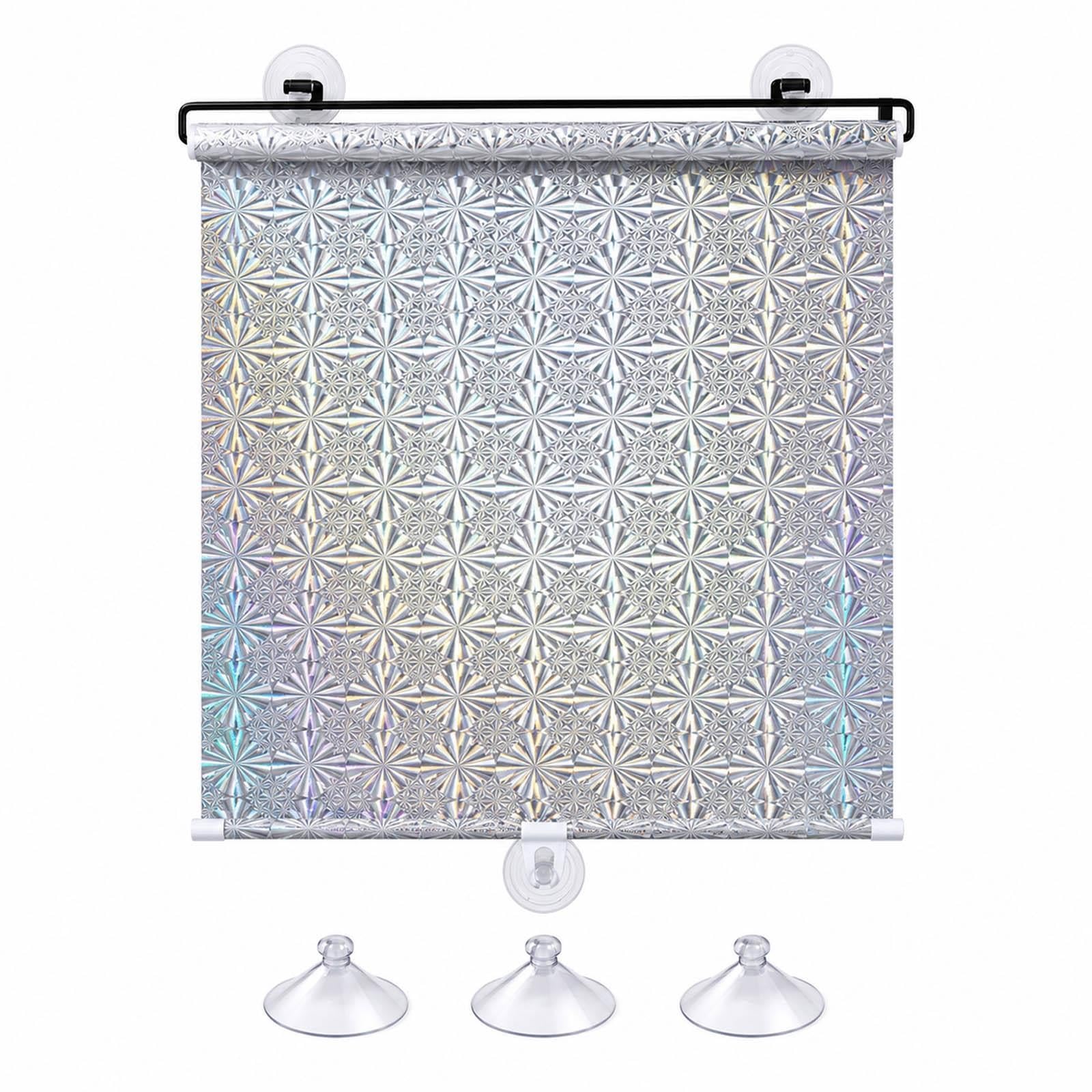 Schermo Solare per Finestre con Ventose, Pannello Oscurante Riflettente Retrattile Senza Forare, Protezione Privacy per Camera Ufficio Camper Auto Porta Vetro(W 80 x 120 cm)