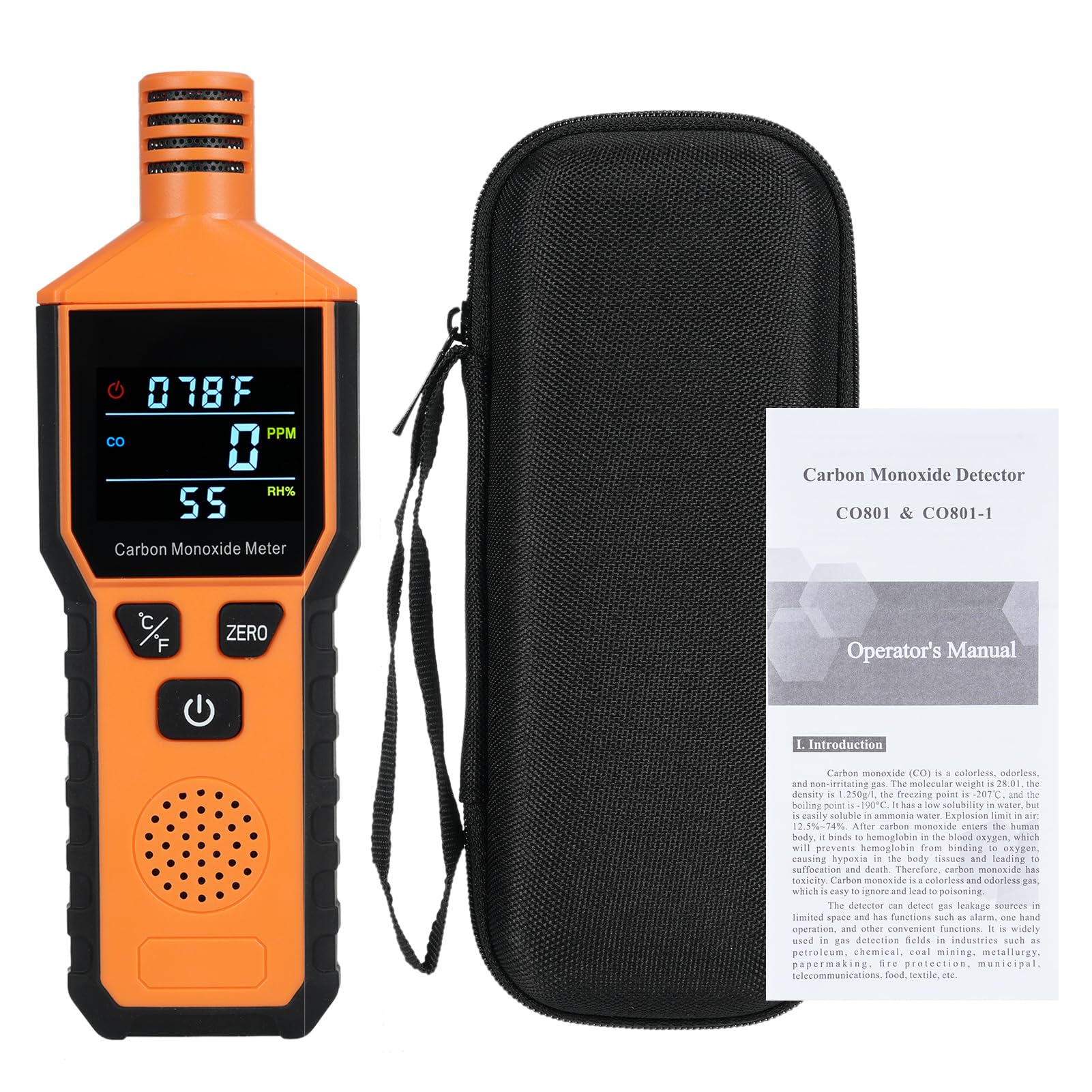 Walmeck Détecteur de Monoxyde de Carbone Portable 3 en 1, Alarme avec Moniteur de Température et d'humidité pour Maison RV