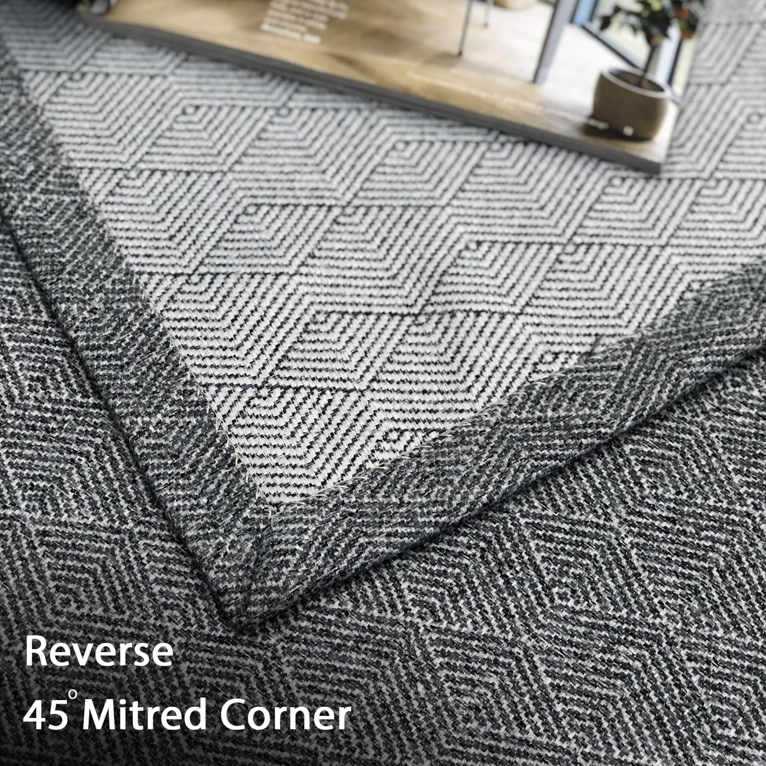 always4u Rideau avec Motifs Géométriques, Filtrage de la Lumière, Faux Laine Double Rideaux Isolation Thermique avec Oeillets pour Chambre à Coucher Salon, L140xH260cm, Texturé, Gris, Lot de 2