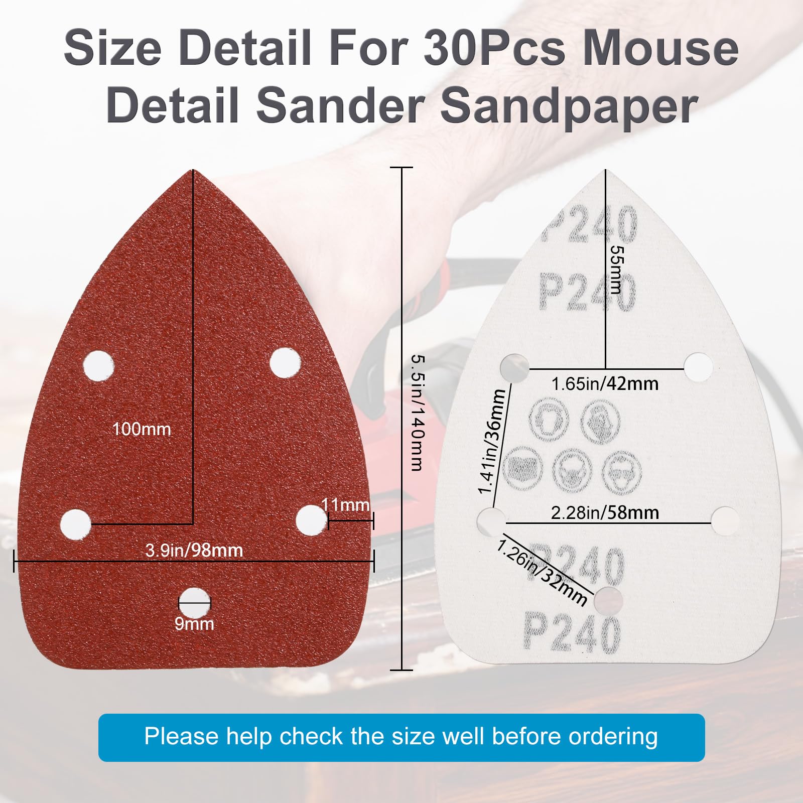 30 Mouse Detail Sanding Pads - 40/80/240 Grit -5 30 Mouse Detail Sanding Pads - 40/80/240 Grit -5
