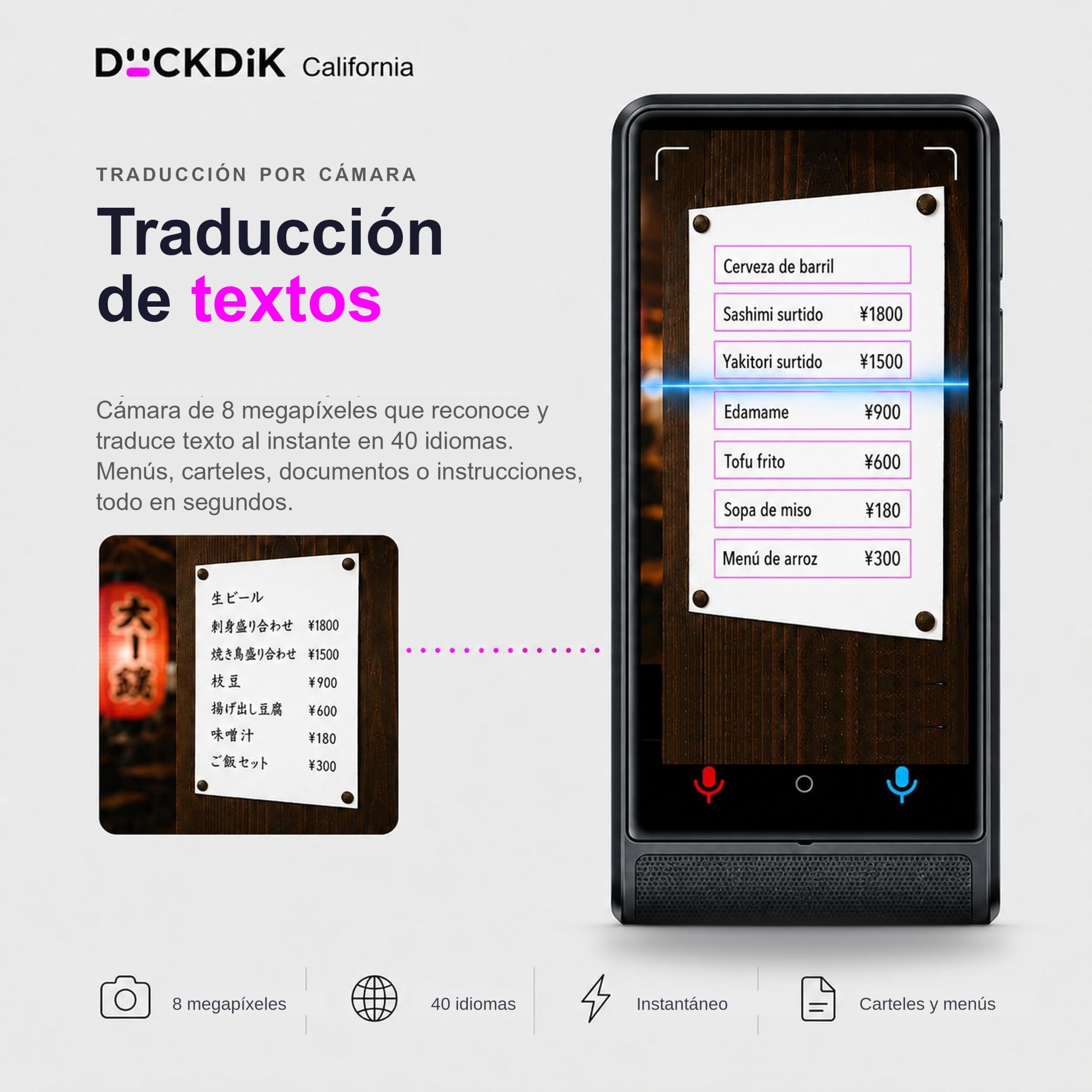 California, Traductor de Idiomas Instantáneo de Voz 2026 + App Traducción Offline Incluida de por Vida (Valor 120€/año) — 142 Idiomas Online, 22 Offline + 59 en App, Pantalla Táctil 4", IA