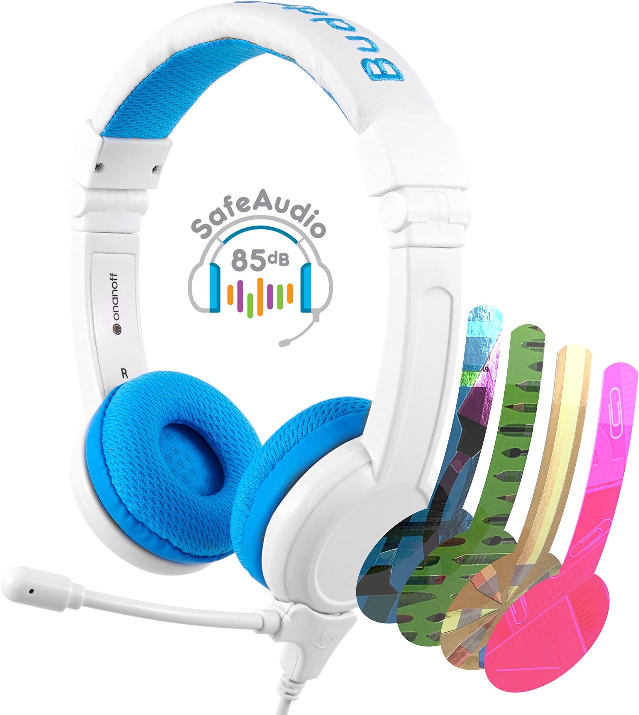 ONANOFF Kid's Volume-Safe Audio Foldable Headset (Blue, 3.5mm Jack)