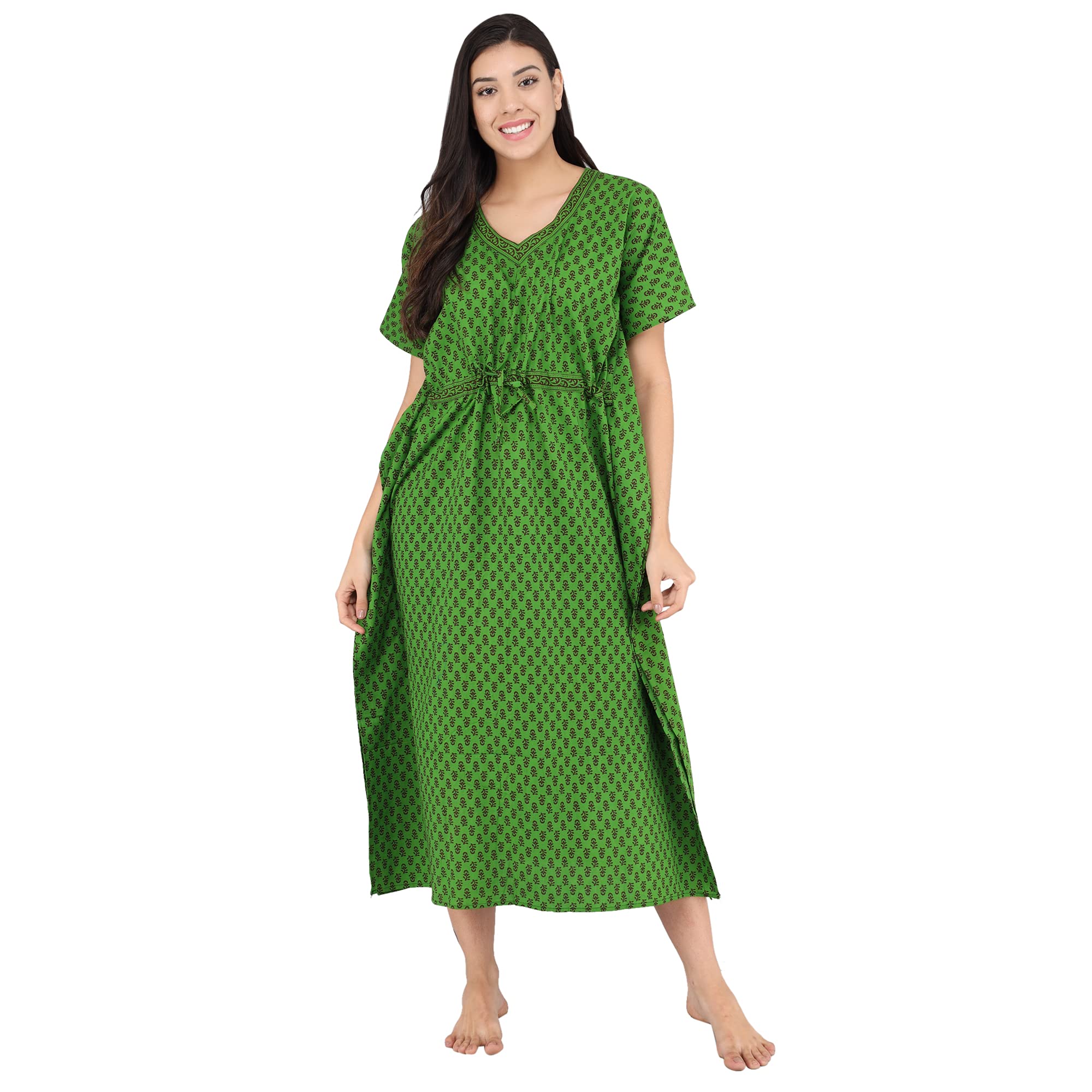 Shararat Women's Cotton All Over Print Maxi Kaftan Nighty|| Featured in Shark Tank India ||