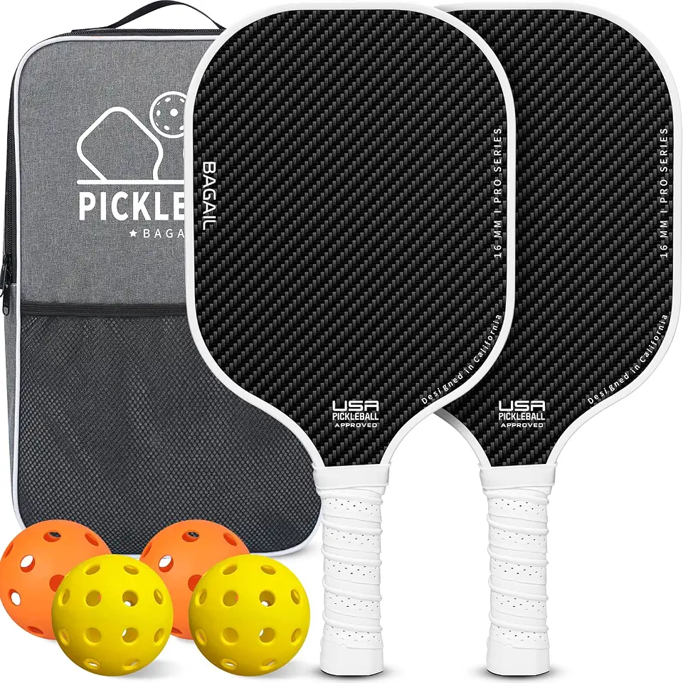 BAGAIL Juego de Paletas de Pickleball, Raquetas de Pickle Ball con 4 Pelotas de Pickleball, Ligeras, Alta Absorción de Impactos, Ergonómicas, Adecuadas para Juegos de Pelotas de Todos los Niveles