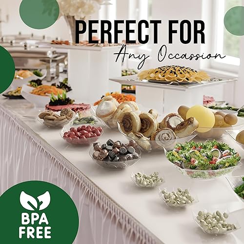 Miniatura 2 de Exquisite Tazones desechables de plástico para servir, paquete de 8 cuencos cuadrados de ensalada de 32 onzas, cuencos de plástico transparente para