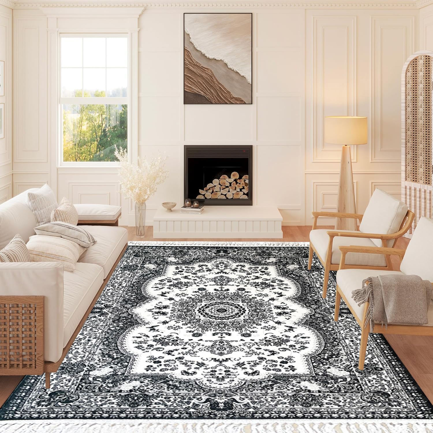 PHP Non Slip Area Rugs, Hallway Kitchen Runner Rug Modern Small Large Area Rug Floor Mats Washable (Grey-Mughals, 200 × 290 cm)