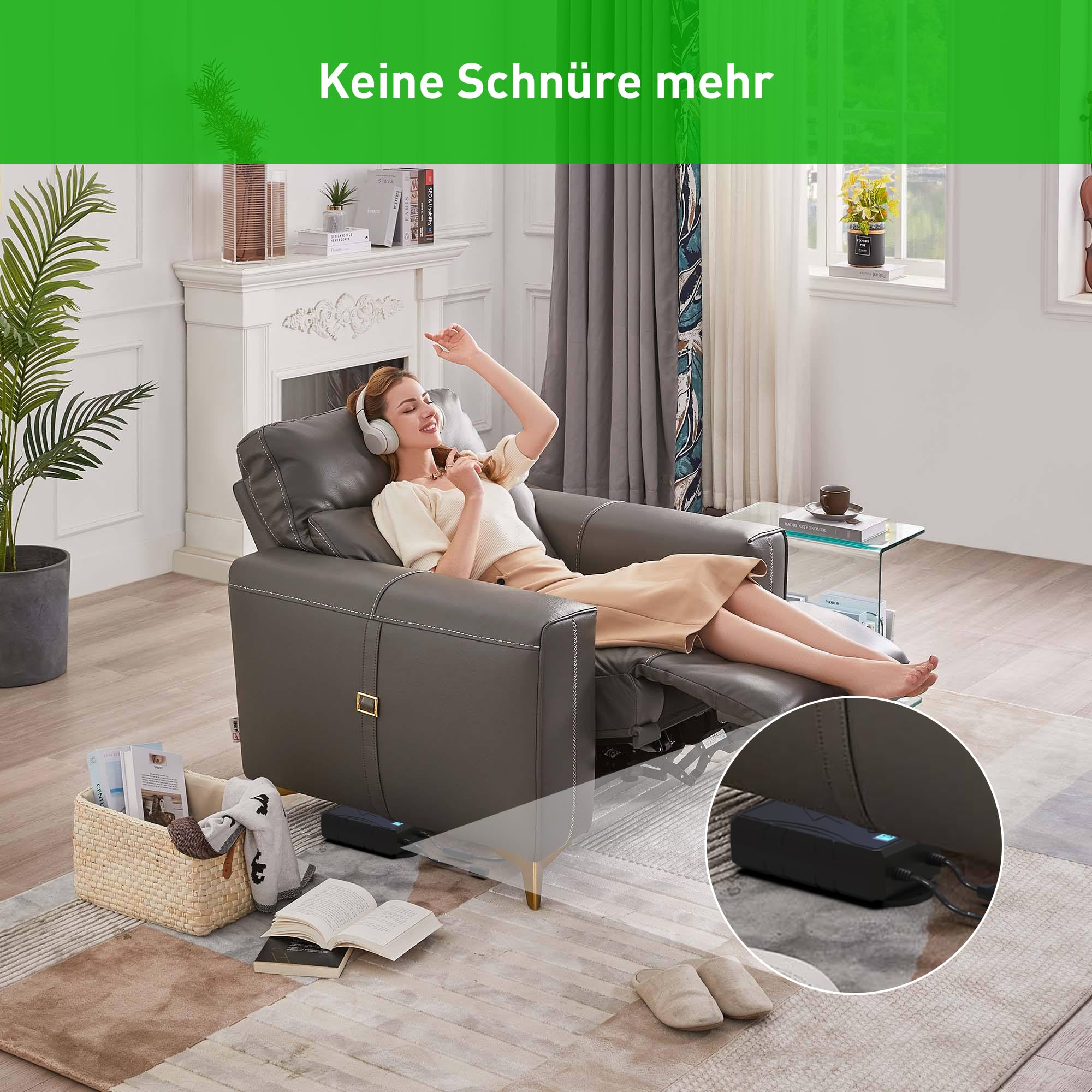 sevkumz Batteria ricaricabile per mobili reclinabili – 2500 mAh Power Pack per poltrona reclinabile e divano – Adatto per Okin, Limoss, Berkline – Design senza fili con indicatore di carica a LED