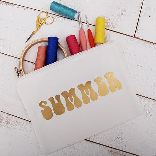 Miniatura 3 de Threadart Bolsa de lona de algodón con cremallera para lápices y organizador de maquillaje, marino, Viajes