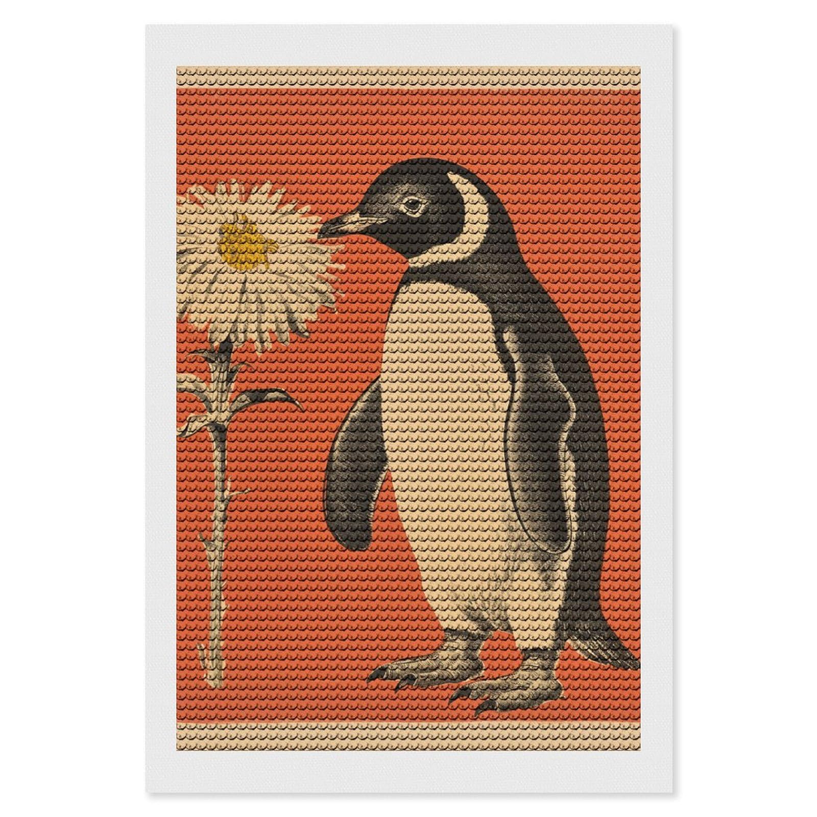 NONHAI Diamond Painting Kits for Adults - DIY Diamond Art Kits for Beginners - Full 5D Paint Drill Diamond Dots Paintings- A Flower and Penguin Diamonds Pictures Gem Art and Craft Wall Decor 8"x12"