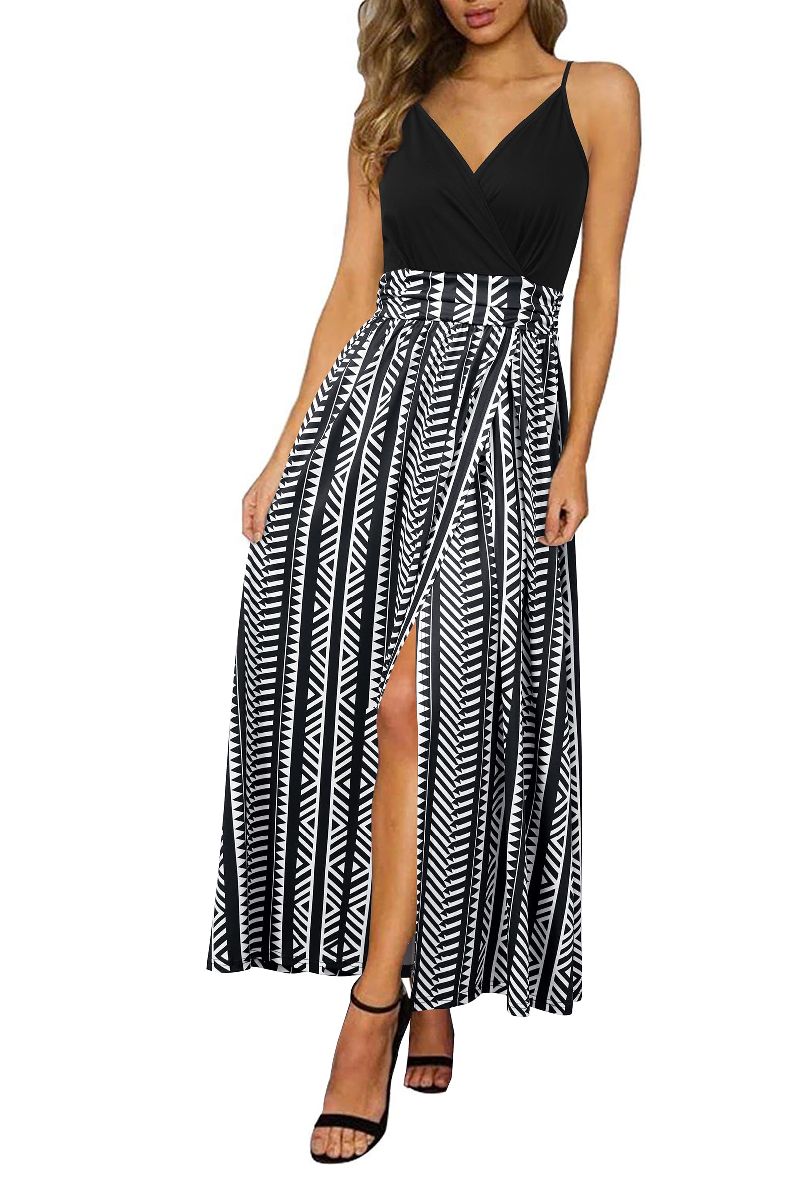 Newshows Women's 2026 Lightweight Summer Wedding Guest Beach Vacation Casual V Neck Split Flowy Maxi Dress