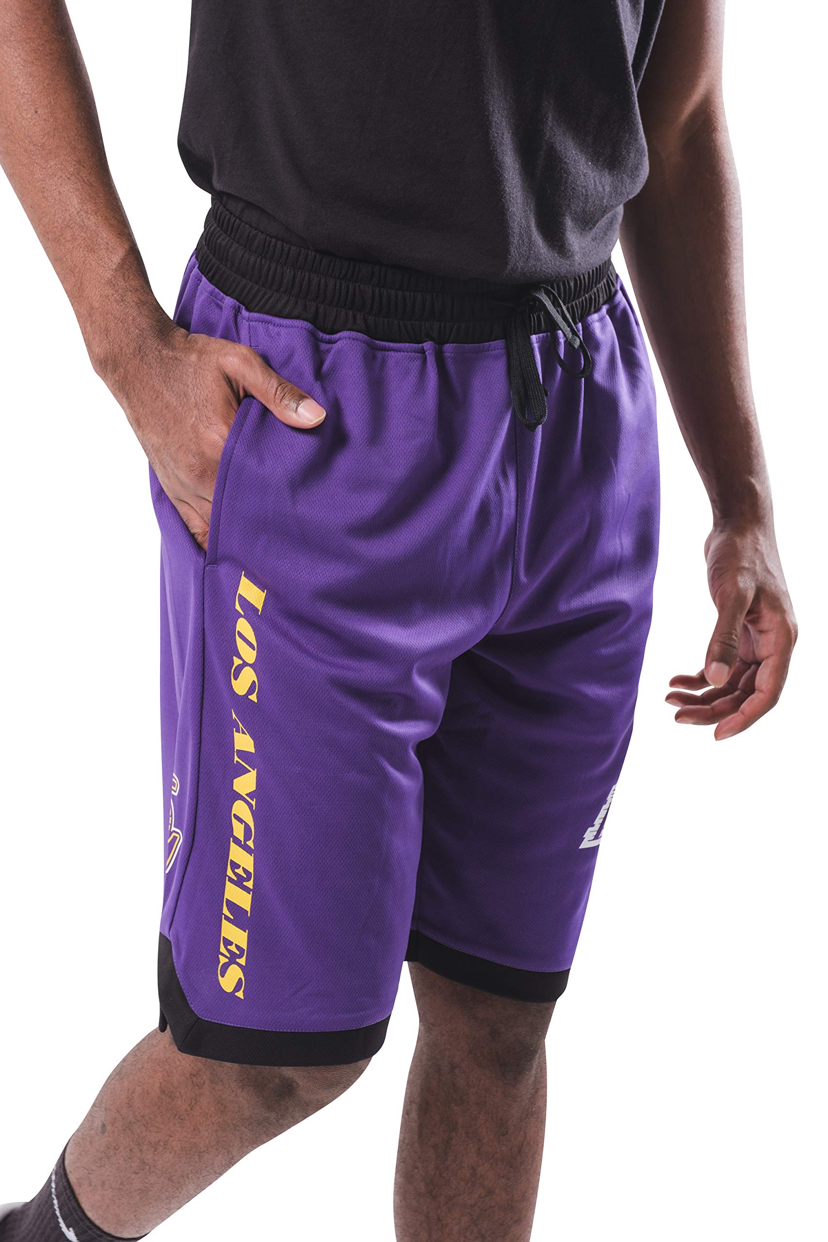 Ultra Game NBA Los Angeles Lakers - Lebron James Mens Active Mesh Basketball Short, Team Color, Medium