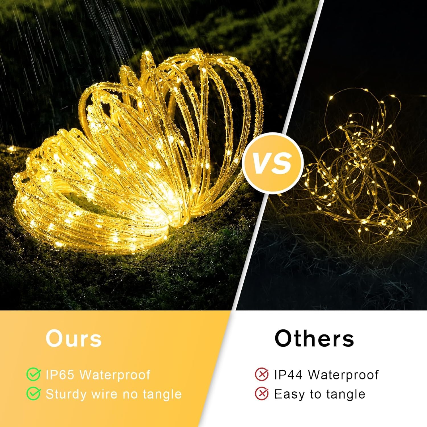 Kousee Outdoor Solar LED Rope Lights, IP65 Waterproof Rope Light 72.2ft 200LEDs Solar Decoration Lights with 8 Lighting Modes - Image 2
