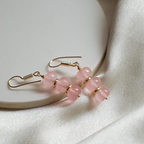Miniatura 5 de Gempires - Aretes ligeros con cuentas hechas a mano, hipoalergénicos, chapados en oro, aretes colgantes para mujer