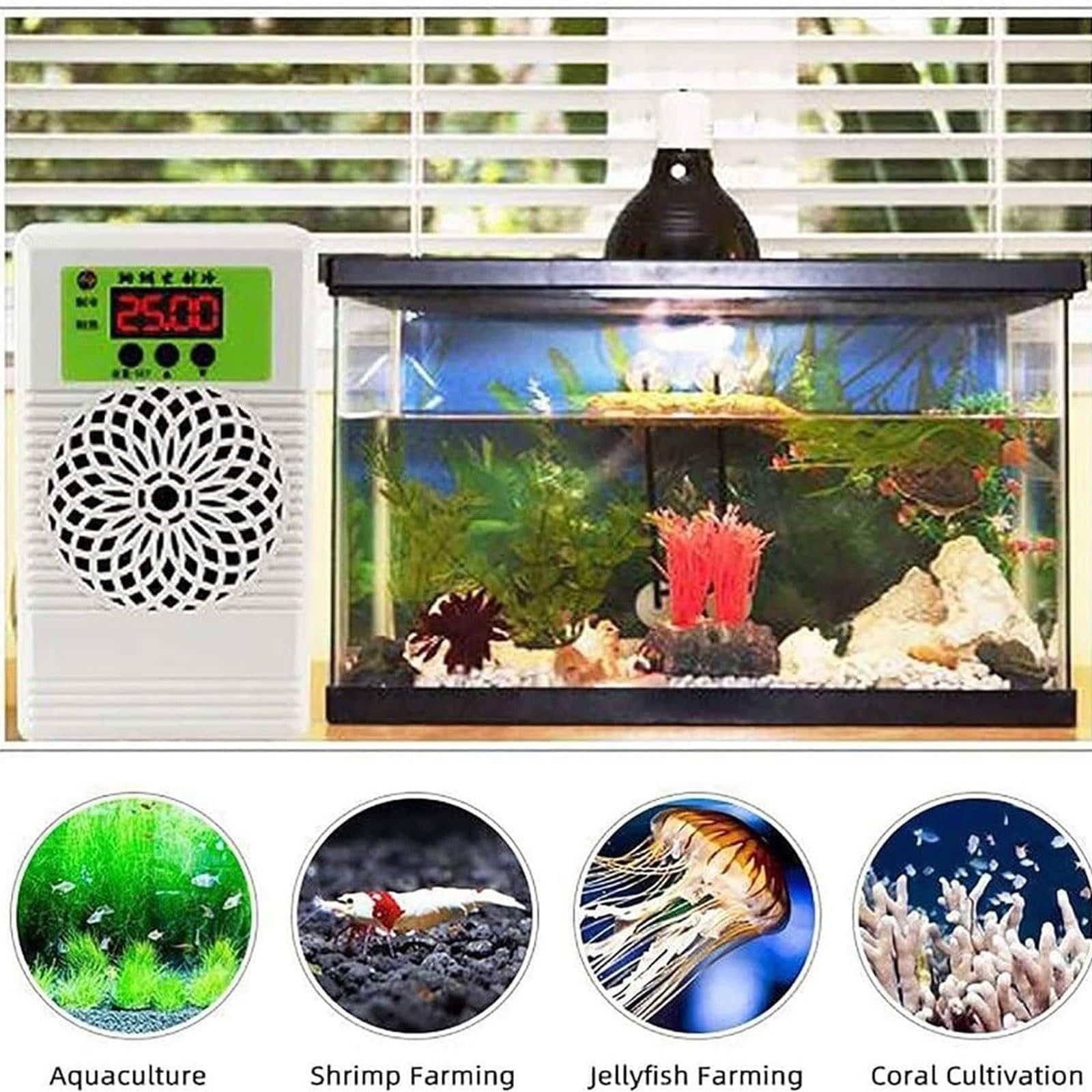 Enfriador de Agua for Acuario, máquina de enfriamiento de Agua for Tanque de Peces de 30 l con Dispositivo de Temperatura Constante de 10-40 ℃ y Kit de Bomba, diseño silencioso, for camarones de