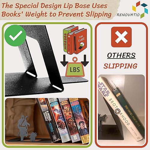 Miniatura 5 de Renovatio Sujetalibros de metal Mercenary & Baby - Sujetalibros de anime lindo, único, geek para el hogar, la oficina y la habitación de los niños,