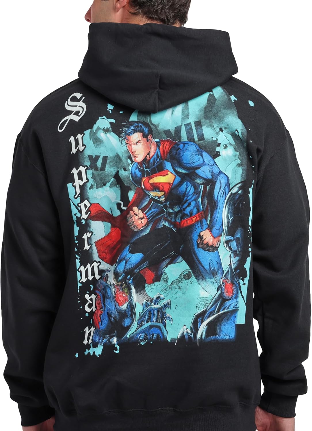 Bioworld Superman Back Print Oversized Graphic Adult Black Long Sleeve Hoodie - Image 4