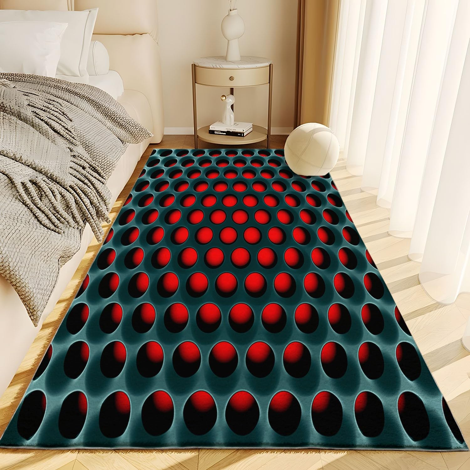 Czerwony Dywan Gry & Geometria Plaster miodu Dywan Salon 3D Drukowanie Nowoczesna Dekoracja Sypialni Dywan Zmywalny Antypoślizgowy Dywan dla Chłopców Dziewcząt Nastolatki 80 x 150 cm