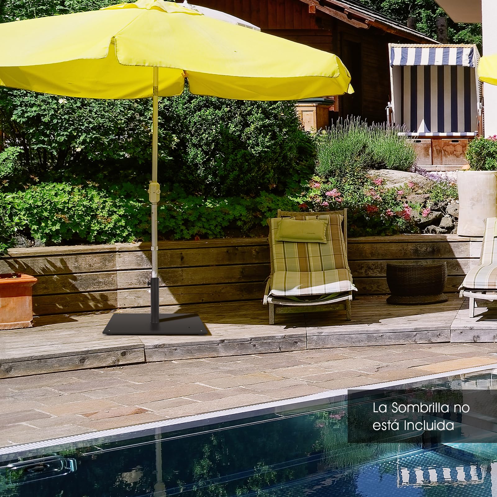 COSTWAY Base Sombrilla Terraza Exterior Cuadrada, Soporte Sombrilla Neto 16kg, Apto 40mm, 50mm, 4 Almohadillas de Pie Ajustables, Pie Sombrilla Jardin Terraza (16, Kilogramos) (Negro)