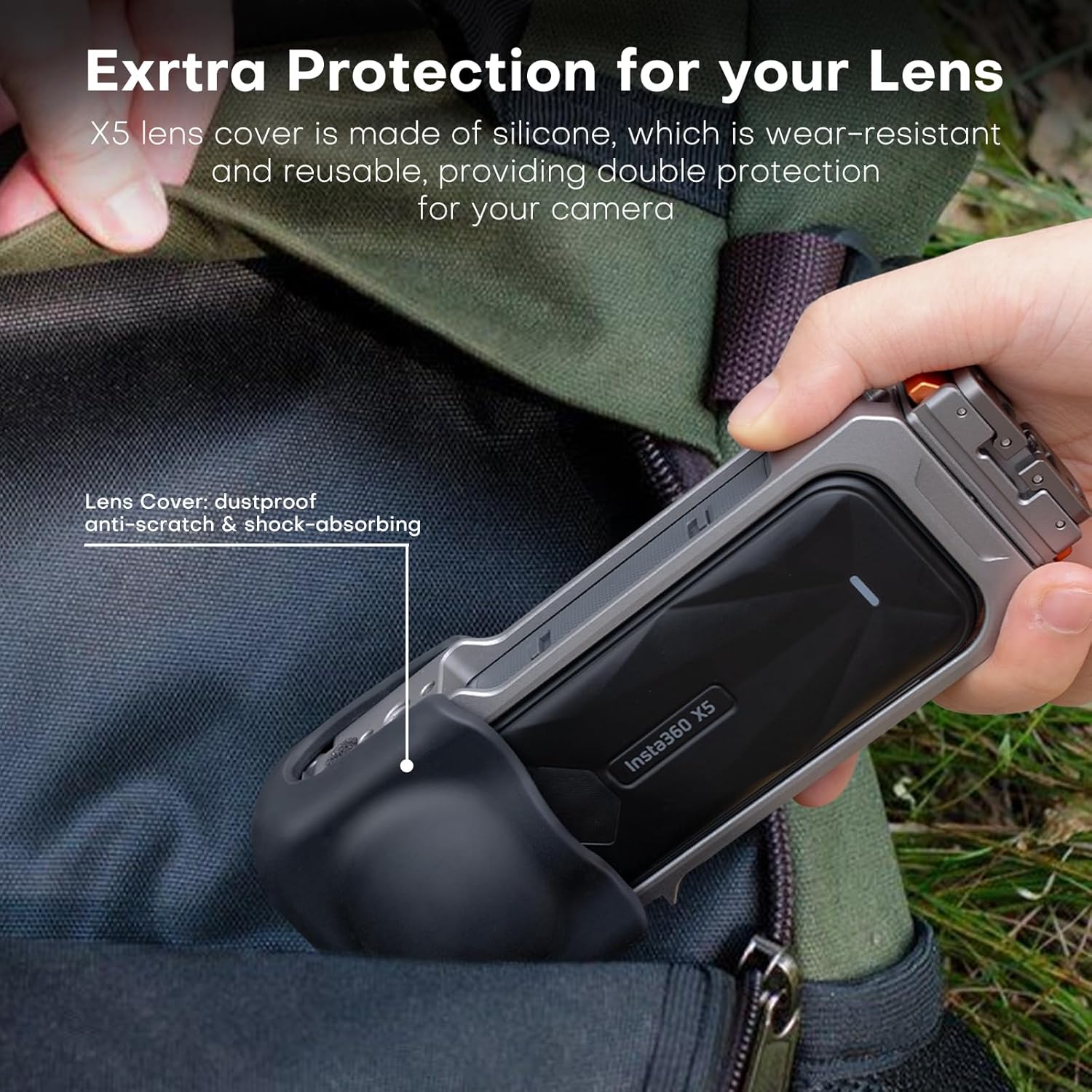 REYGEAK Aluminium Cage for Insta360 X5,Protective Utility Frame for Insta360 X5,Quick Release Base Mount with Silicone Lens Cap,1/4 Thread Folding Fingers for Insta360 Accessories - Image 6