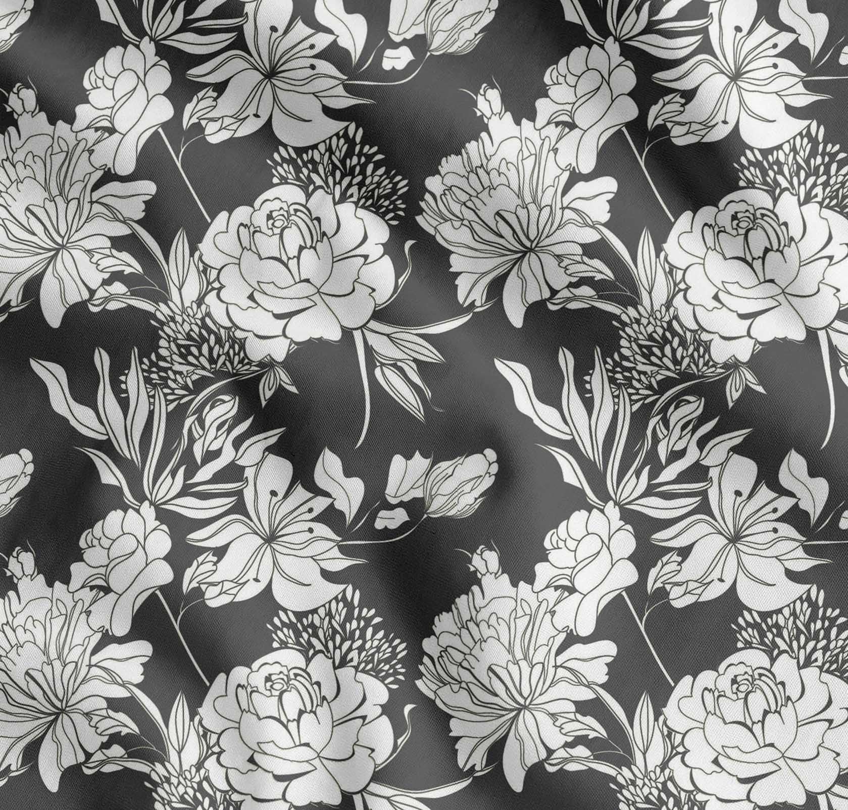 Soimoi Cotton Cambric Fabric - Floral Print- Gray - 56 Inch Wide, Fine Weave Fabric for Sewing Kurtas, Summer Dresses, Crafts, Quilting, Baby Apparel & DIY Projects