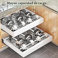 Vista 6 de Organizador de gabinete extraíble, expandible (12"-20") cajones deslizantes de servicio pesado fijados con película nano adhesiva para ollas