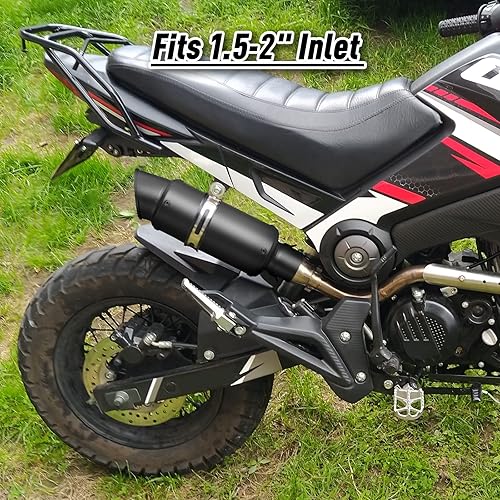 VASTMT Silenciador universal de entrada de 1.5 a 2 pulgadas, tubo de escape de motocicleta sin cordones con asesino DB extraíble, silenciador de