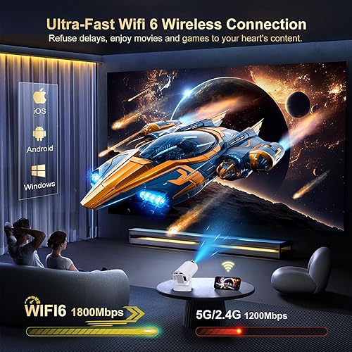 Miniatura 4 de Mini proyector con WiFi y Bluetooth, compatible con proyector portátil 4K 1080P, proyectores inteligentes Android 11 HY300 PRO HIFI, corrección