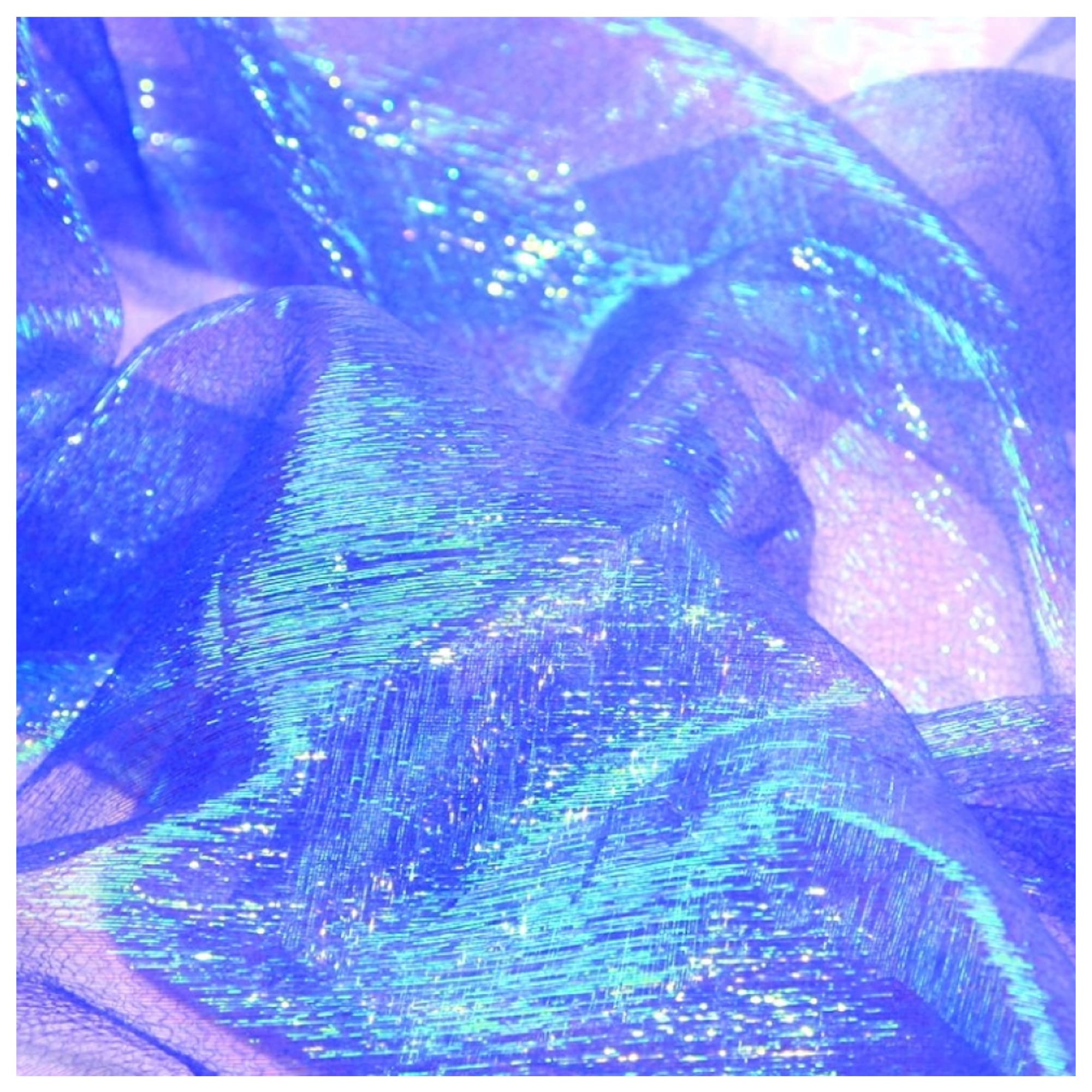 Royal Blue Pearlised Tissue Organza Iridescent Sparkle Fabric for Weddings, Decoration, Events, Dress, Crafts & Curtains l 50" - 128cm Wide | Sold by The Metre