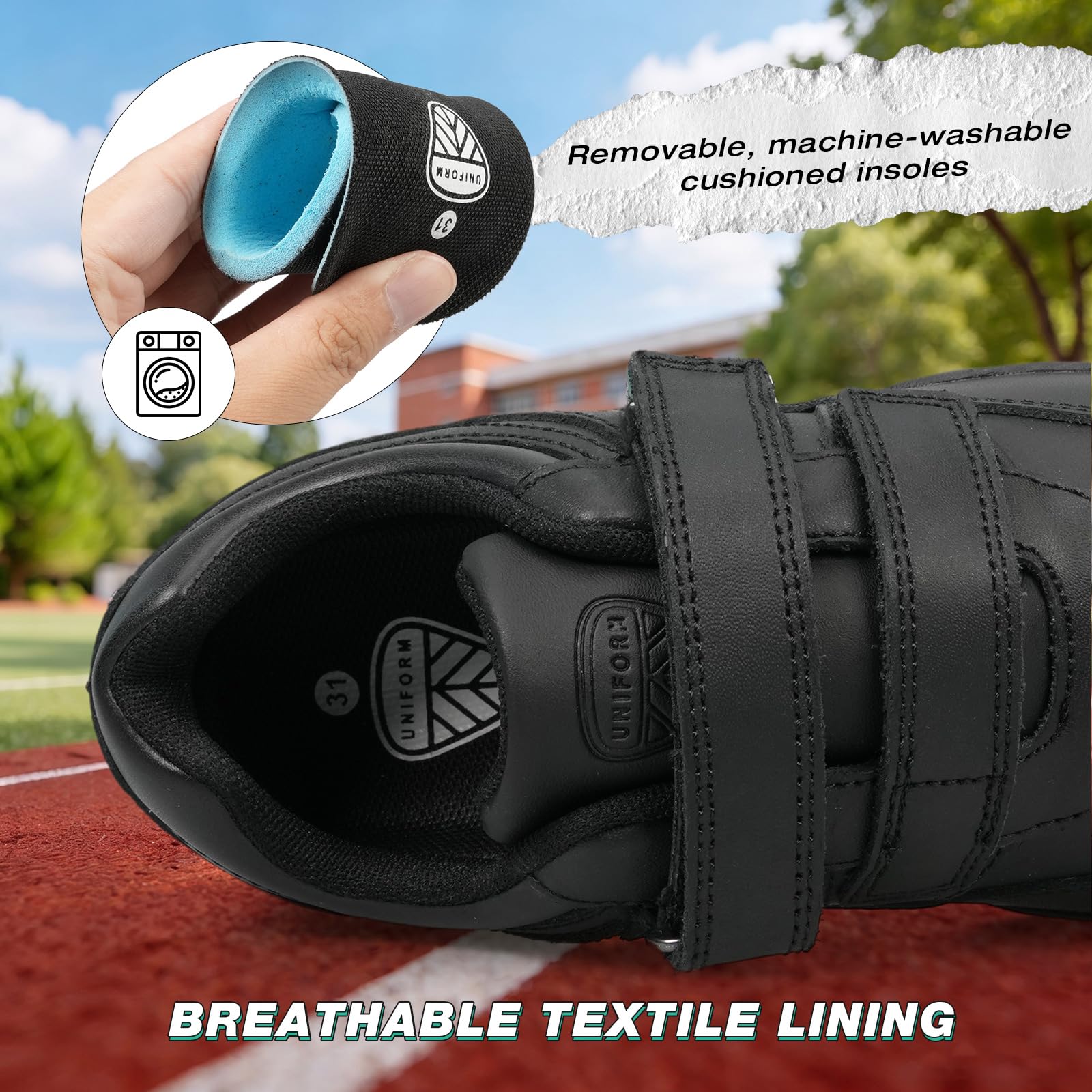 Scarpe da scuola classiche per ragazzi in pelle nera taglia 12.5uk Little Kids-6.5uk Big Kids