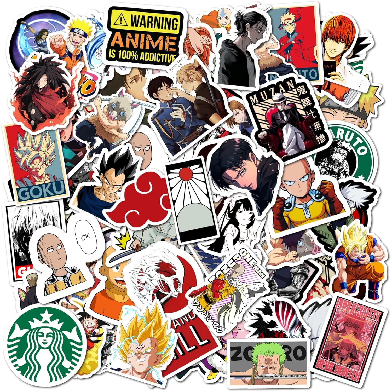 51+pcs Random Anime Stickers – 50+ Waterproof Vinyl Stickers for Laptop, Phone, Guitar & More | Mixed Anime Collection, Otaku & Aesthetic Designs-picture-28