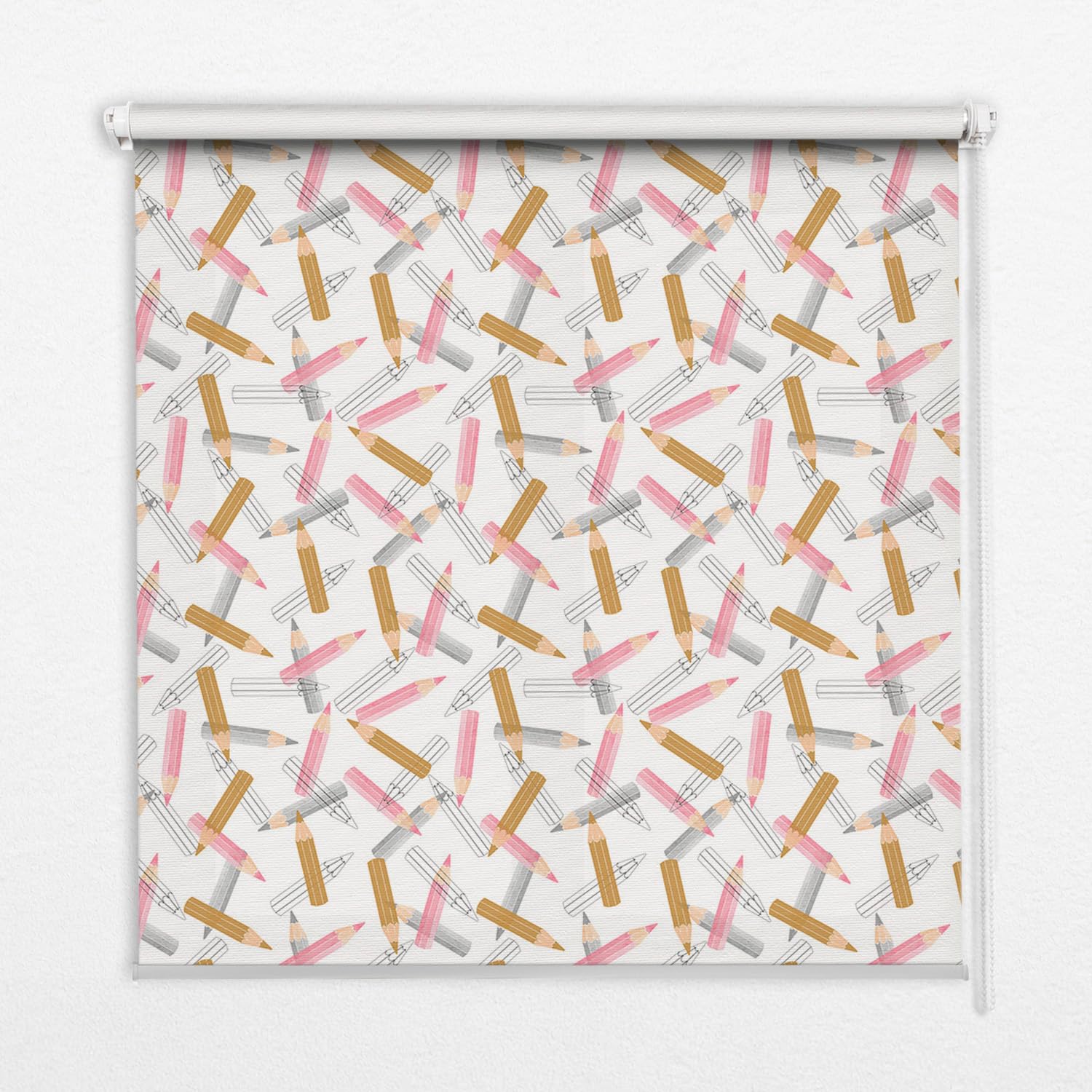 Store enrouleur sans perçage 130x240cm avec tissu perméable imprimé crayons