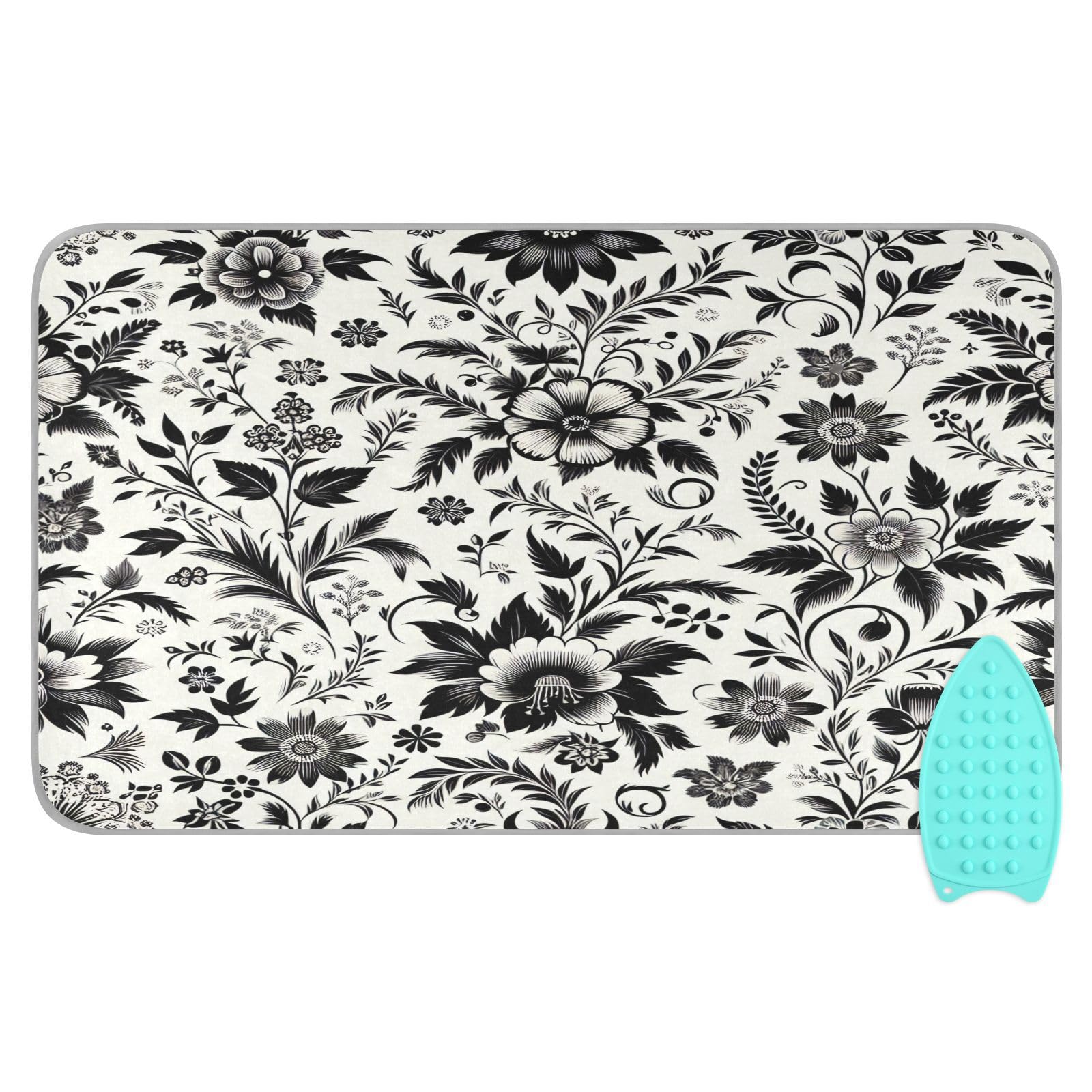 Bulletgxll Vintage Floral Ironing Mat Portable Travel Ironing Pad Heat Resistant Ironing Blanket for Washer, Dryer, Table Top, Countertop, Ironing Board (27.6 x 47.2 Inches)
