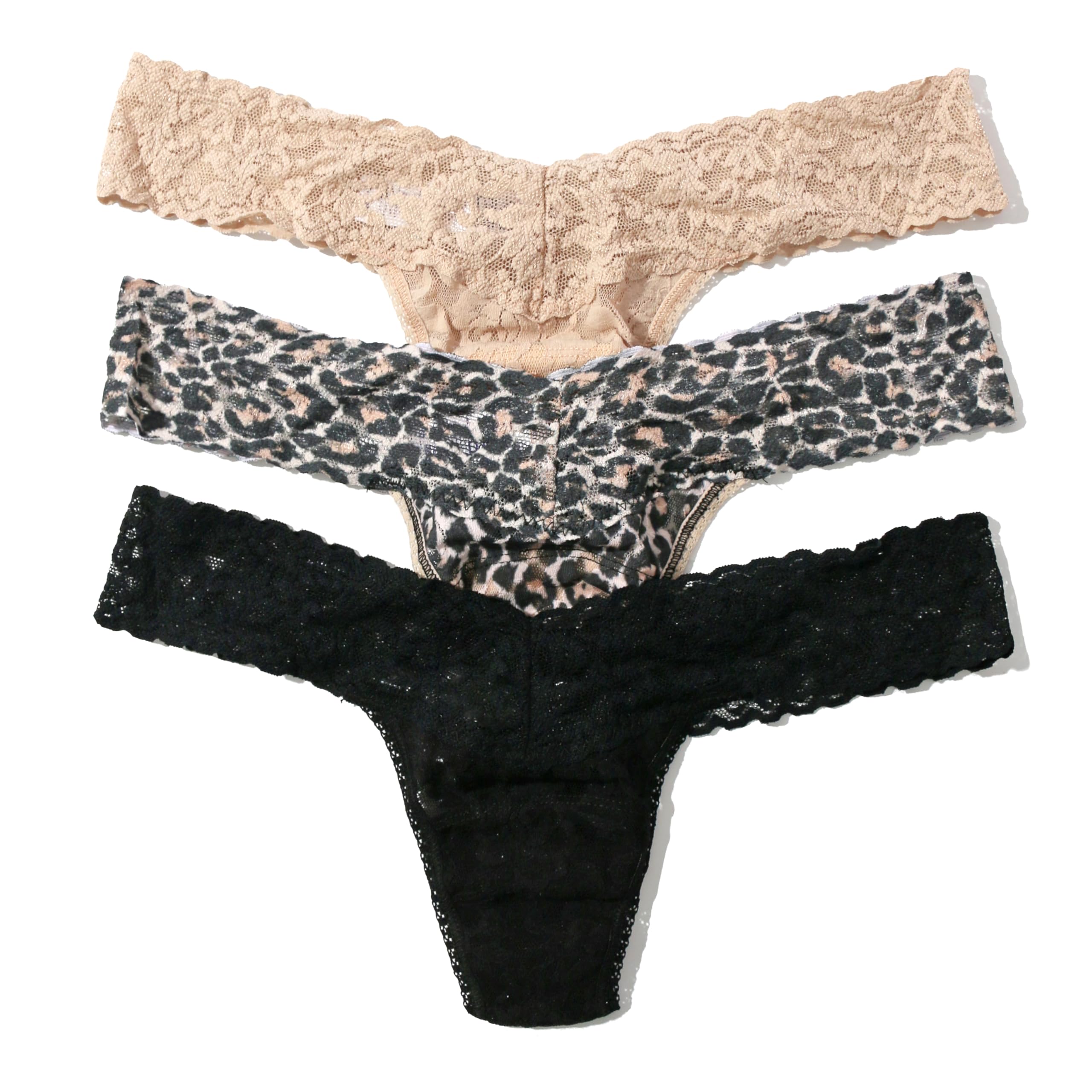 hanky panky - Signature Lace Low Rise Thongs for Women 3 pack One Size fits 4-14 Black Classic