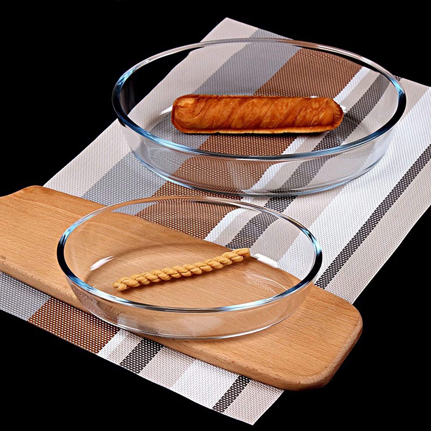 Molde Redondo de Vidrio para Hornear Tartas, Resistente al Calor, Transparente, para Pasteles, Tartas y flanes (Color A, 2,4 l)