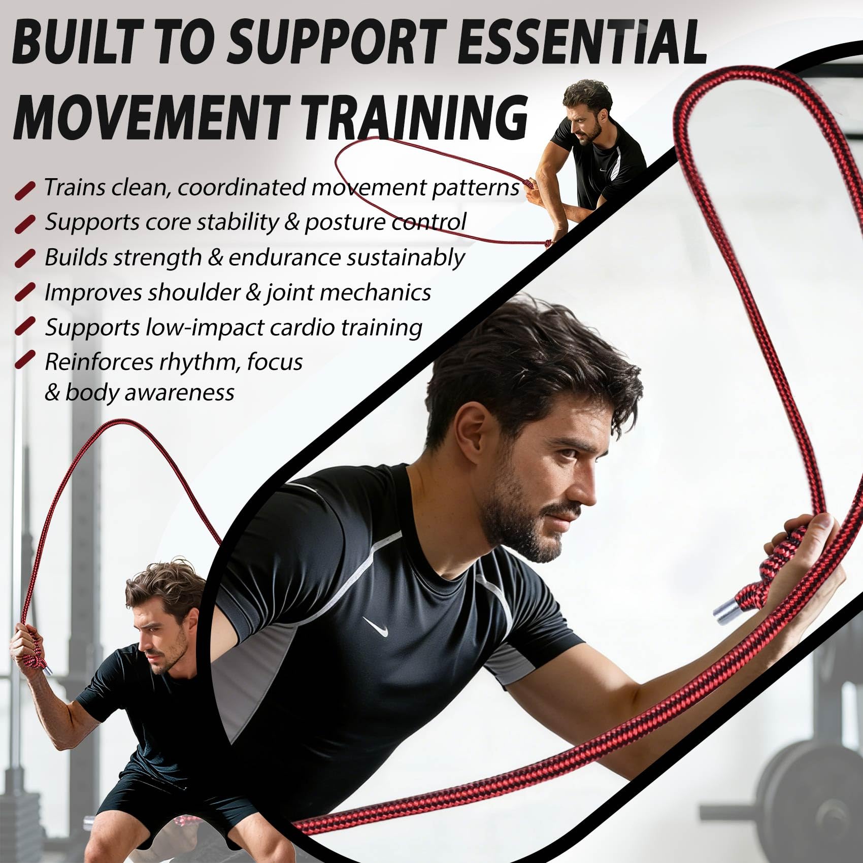 Gewichtetes Fließseil für Männer und Frauen, schweres Trainingsseil für Mobilität, Koordination und Cardio-Training mit geringem Aufprall
